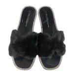 Wild Diva Lounge Black Faux Fur Rhinestone Slides Photo 83