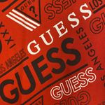 Guess  womens red crewneck all over logo pullover size L Photo 4