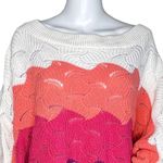 Andree by Unit  Sweater Womens Small Boat Neck White‎ Multicolor Stripe Oversized Photo 4