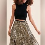 Anthropologie Maeve Orleans Gold Sequin Midi Skirt Metallic Party Size Small New Photo 3