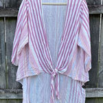 Kori  America Tied Front Pastel Striped Kimono Wrap | L Photo 0