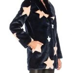 Revolve Eaves Althea Faux Fur Navy Star Jacket NWOT $298 Sz XS Photo 1