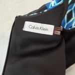 Calvin Klein  Blue Black Geo Scuba Knit Sleeveless Stretch‎ Sheath Dress Size 4 Photo 8