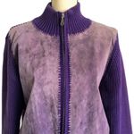 Acorn Vintage Genuine Suede Knit Purple Sweater XL Photo 3