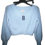 Happily Grey NWT Women's Blue Sweater Cropped Size Medium Photo 0