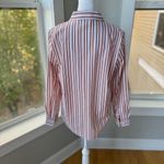 Vintage America’s Sweetheart Orange White Striped Cotton Button Down Dress Shirt Photo 2