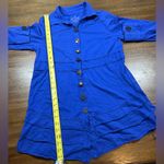 Neon Buddha Women’s Size S Blue Rhinestone Button Down Ruffle Top Photo 3