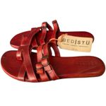 BED STÜ Hilda Red Leather Sandals Buckle Straps Size 9.5 Gladiator Boho Slides Photo 1