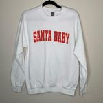 Gildan Santa Baby White Sweatshirt Sz Medium Red Graphic Photo 0