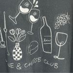 Z Supply BNWT  Black Crewneck Sweatshirt Wine Cheese Club Embroidery Women’s XL Photo 4