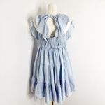 Free People  Adella Light Blue Cotton Tiered Mini Dress Size Medium Photo 3