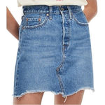 Levi's  Premium Denim Mini Skirt High Rise Deconstructed Women Size 33" Cotton Photo 0