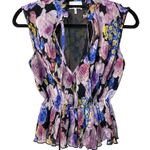 Ganni  Pleated Floral Georgette Blouse Women's 34 US 2 Sleeveless V-Neck Boho Photo 1