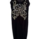 Vintage Asian Inspired Sequin Intricate Beading Chocolate Brown Velvet Dress S Photo 0