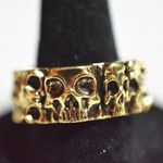 Source Unknown .925 Stamp Gold Circle Of Skulls Wide Band Size 9 Goth Biker Punk Everyday Ring Photo 0