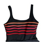 L.L.Bean Vtg  Black Stripe Sporty Modest One Piece Swimsuit Attached Shorts Sz 16 Photo 2