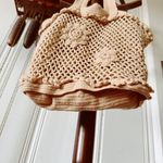 Handmade Crochet Knit Boho Handbag Purse Tan Photo 3