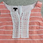 Talbots  Womens Dress 14 Orange White Striped Linen Blend Sleeveless Lace Crochet Photo 10