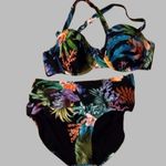 Terra & Sky TS 2X Tahitian Underwire Bikini NWOT Plus in Black Floral Photo 0