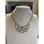 Vintage Rhinestone Bib Necklace Statement Piece Silver Photo 5