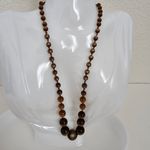 Western Germany Vintage Brown Tiger's eye Lucite Bead Necklace Photo 1