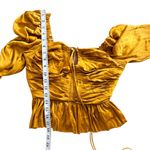 Ulla Johnson Mirelle Plisse Satin Peplum Mustard Long Sleeve Ruched blouse NEW Photo 9