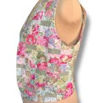 Vintage Patchwork Quilted Pink Floral Open Front Vest Handmade Cottagecore OOAK Size M Photo 2