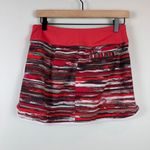 Athleta Whatever Mini Skirt Skort Women 2 Red Space Dye Swift Zip Running Tennis Photo 2