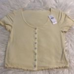 American Eagle  Shirt size M crop top color light yellow brand new with tag Photo 6