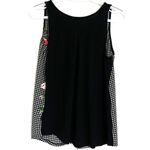 EXPRESS Women's Portofino Shirt Small Sleeveless Floral Black 3/4 Button Sheer Photo 2