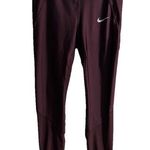 Nike  Dri-Fit Cropped Leggings Womens Size Medium Maroon Red Mesh Athletic Active Photo 0