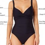Anne cole NWT drape front Black One-Piece Swimsuit 12 M L Photo 3