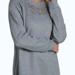 Soft Surroundings Cutout Neck Sweatshirt Women's Medium Pale Green Casual Comfy Photo 0