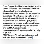 Free People Lori Bomber Jacket Black/Green Viscose Wool Trim Snaps NWOT Sz S Photo 9