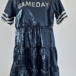 NWT! Sz: XS Navy White Tiered Sequin GAME DAY Dress by Francesca's Spirit (b21) Blue Photo 0