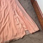 David's Bridal David’s Bridal Cowl Peach Pink Chiffon Maxi Dress SIZE 14 Photo 2