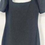 Club Monaco  Black Ribbed Knit Puff Sleeve Mini Dress Square Neck Size S Photo 3