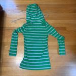 Juicy Couture Pam Gela Henley Hoodie Top Striped Green and Gray Women’s Large Photo 5
