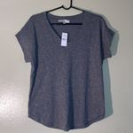 Loft NWT V-Neck Short Sleeve Tunic T-Shirt Grey Women Size Small Photo 0