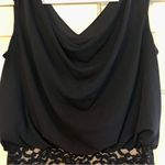 Enfocus Studio  Sleeveless Navy Blue Drape Dress with Lace Bottom Size 6 Photo 7