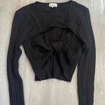 POL NWOT Ribbed Knot Cutout Cropped Long Sleeve Black Sweater size Medium Photo 0