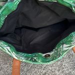Canvas & faux leather EUC tote with tropical design and 3 large compartments Green Photo 8