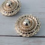 Vintage Clip On Earrings Stylish Gold Tone Circle Photo 2