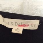 Hot & Delicious  black crop cropped top w/‎ racing stripes t shirt women's sz L Photo 1