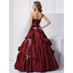 Burgandy Ball Gown Sweetheart Beading Long Taffeta Quinceanera Dress size Medium Photo 1
