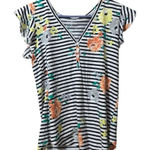 Loft  Floral Short‎ Sleeve Shirt Size XS Ruffle Sleeve Lightweight Casual Outdoor Photo 0