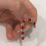 Vintage Rhinestone Candy Cane Pin Red Photo 0