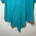 Oh My Gauze Turquoise Cotton Tunic Fringe Asymmetrical Lagenlook Artsy Boho OS Blue Size undefined Photo 6