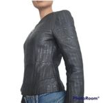 Uterqüe Black Quilted black sheep skin leather jacket size S Photo 1