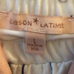 Gibson Latimer Blue White Striped Off Shoulder Linen Blend Dress Large Photo 2
